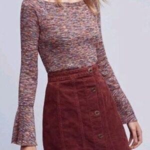 Anthropologie Akemi + Kin Zara Ribbed Bell Sleeve Top